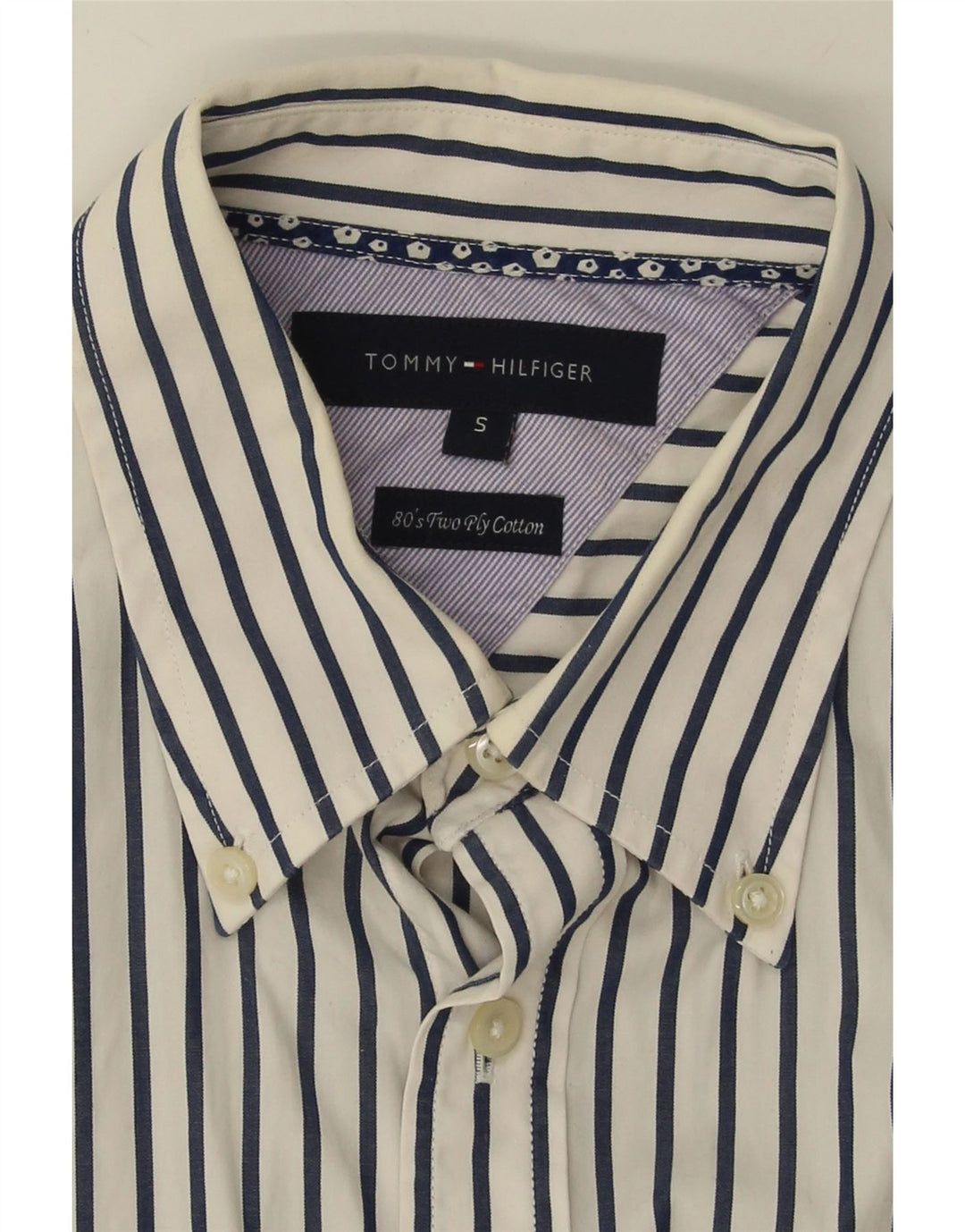 TOMMY HILFIGER Mens Shirt Small White Pinstripe Cotton 80s Vintage Tommy Hilfiger and Second-Hand Tommy Hilfiger from Messina Hembry 