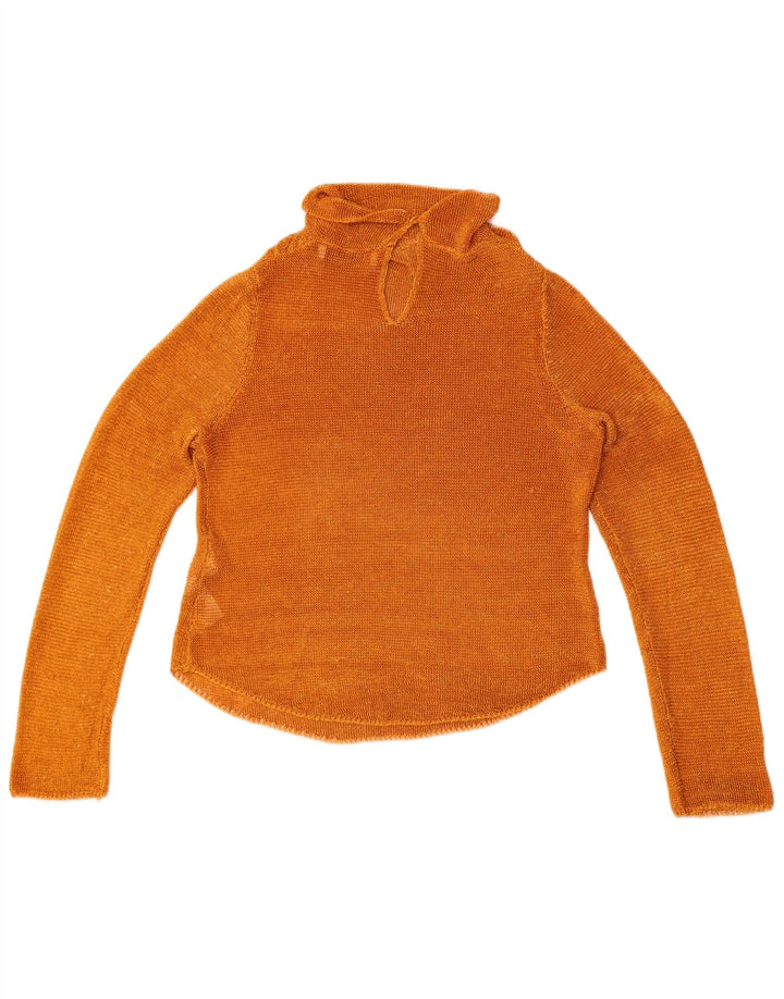 Zara Womens Crop See Through Top Manches Longues UK 12 Viscose Orange Moyen