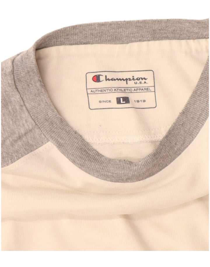 Champion Haut graphique à manches longues pour hommes, grand color block blanc