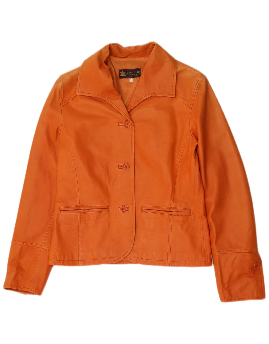 Lavorazione Artigianale Veste Blazer 3 Boutons Femme IT 44 Orange Moyen