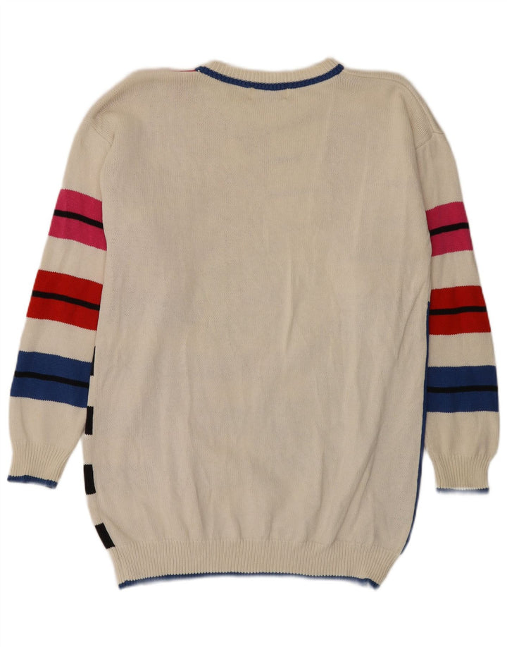 Basic Femme Longline Col Bateau Pull UK 14 Moyen Multicolore