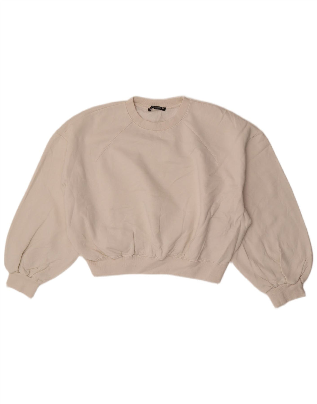 Zara Sweat-shirt court surdimensionné à manches 3/4 pour femme UK 14 Blanc moyen