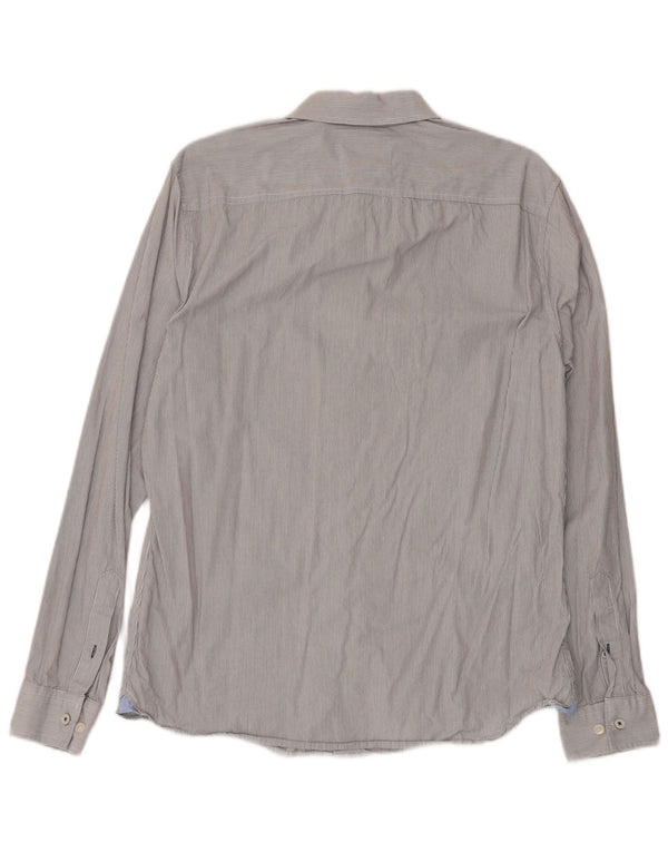 Crew Clothing Chemise cintrée pour homme en coton à fines rayures gris moyen