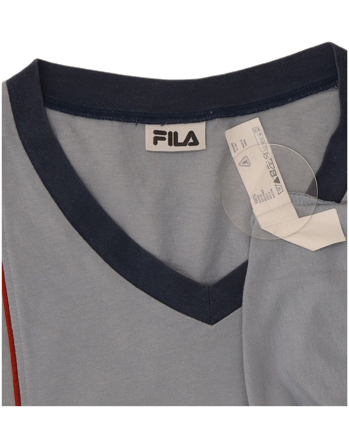 Fila Haut à manches longues en coton bleu colour block pour homme