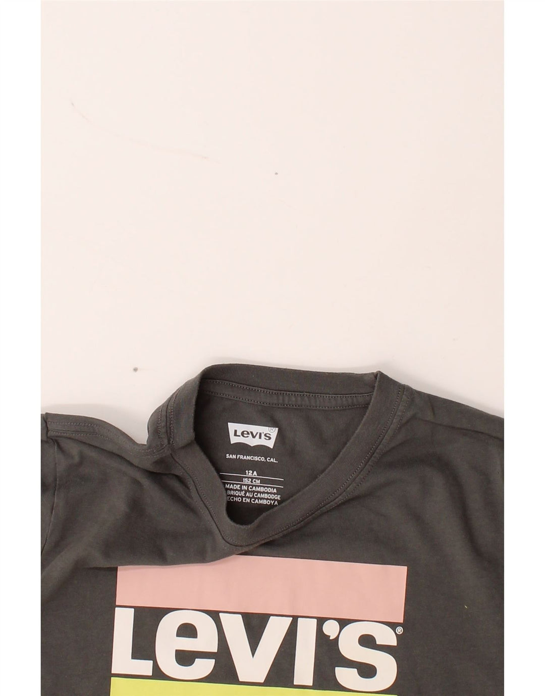 LEVI'S Boys Graphic T-Shirt Top 11-12 Years Grey Cotton Vintage Levi's and Second-Hand Levi's from Messina Hembry 