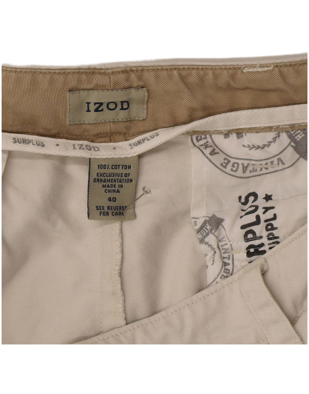 Izod Short Cargo Homme W40 XL Coton Beige
