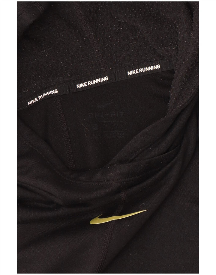 NIKE Haut à capuche graphique à manches longues pour femme UK 14 Noir moyen