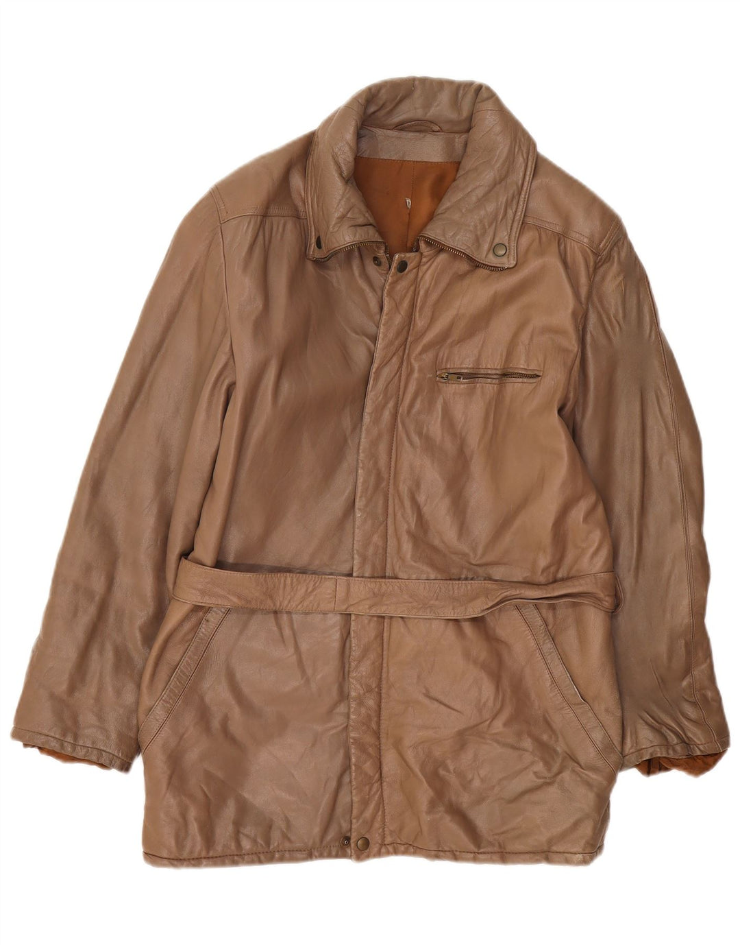 veste en cuir homme vintage IT 50 Grand Marron