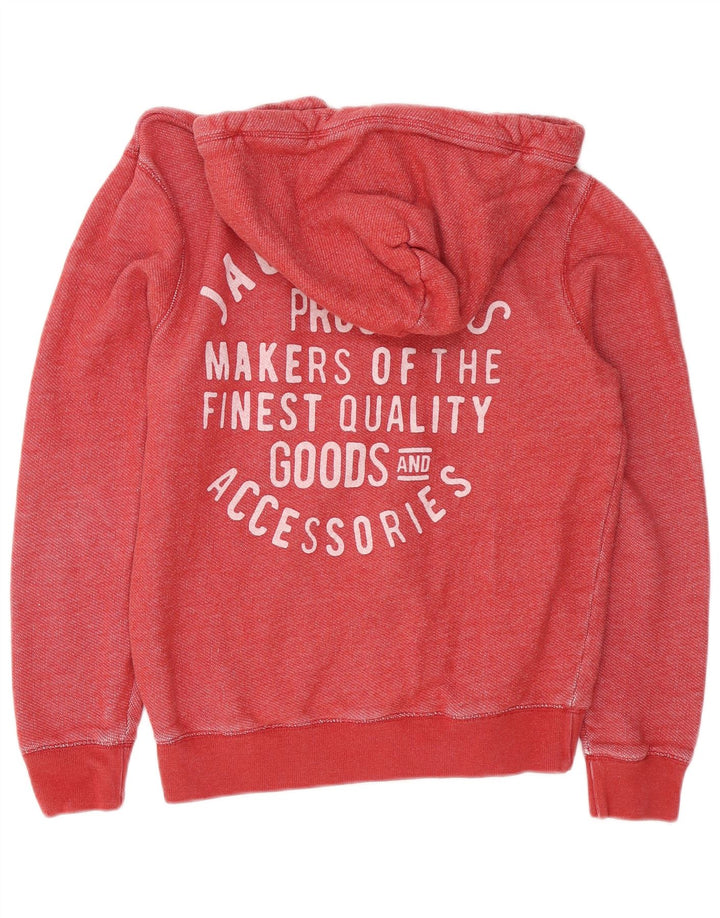 JACK WILLS Pull à Capuche Graphique Zippé Homme Rouge Moyen Coton