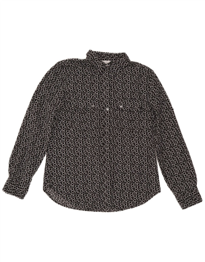 Calvin Klein Womens Graphic Shirt Blouse UK 10 Petit Noir Designer