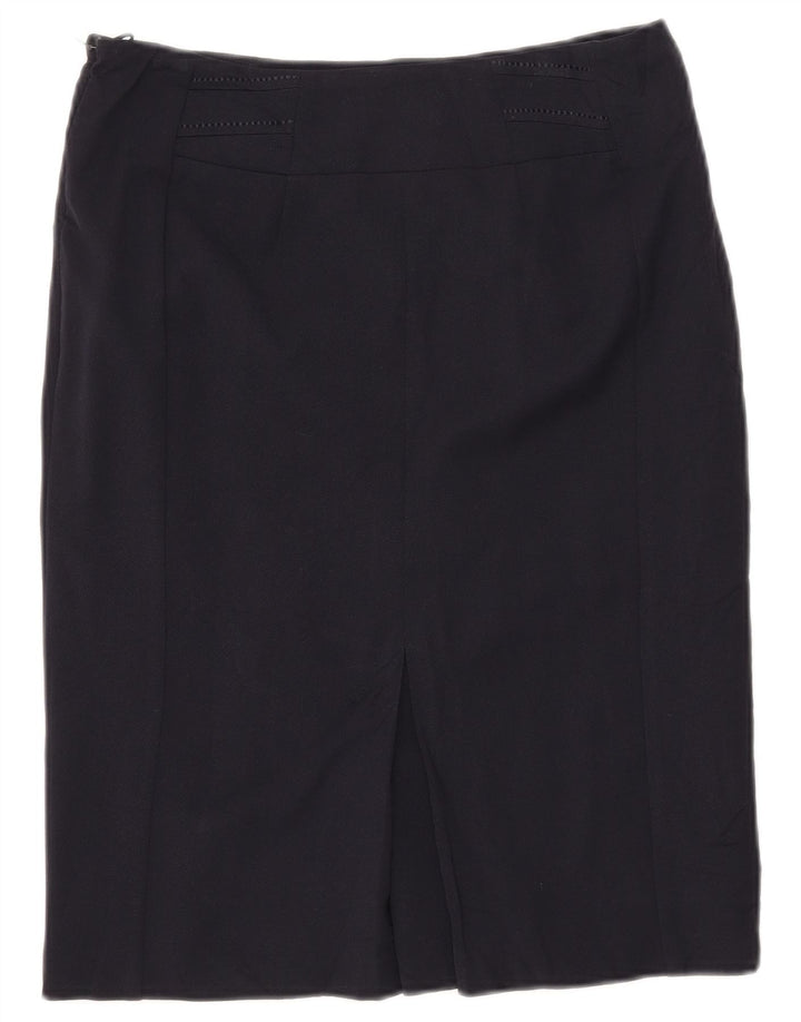 MARKS & SPENCER Jupe droite pour femme UK 10 Small W30 Bleu marine Polyester
