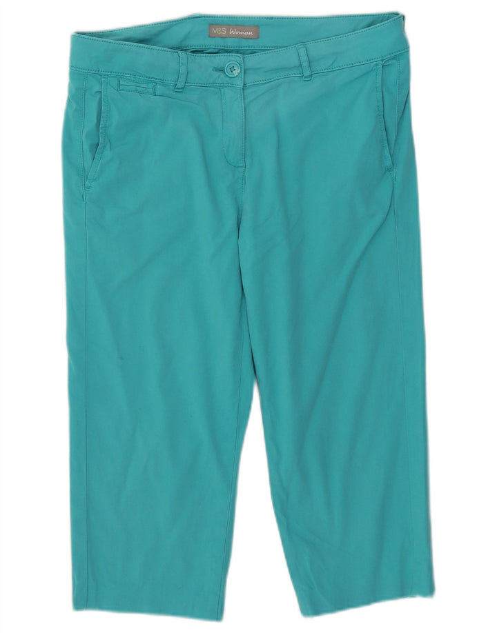 Marks & Spencer Pantalon Capri Femme UK 10 Small W32 L18 Turquoise