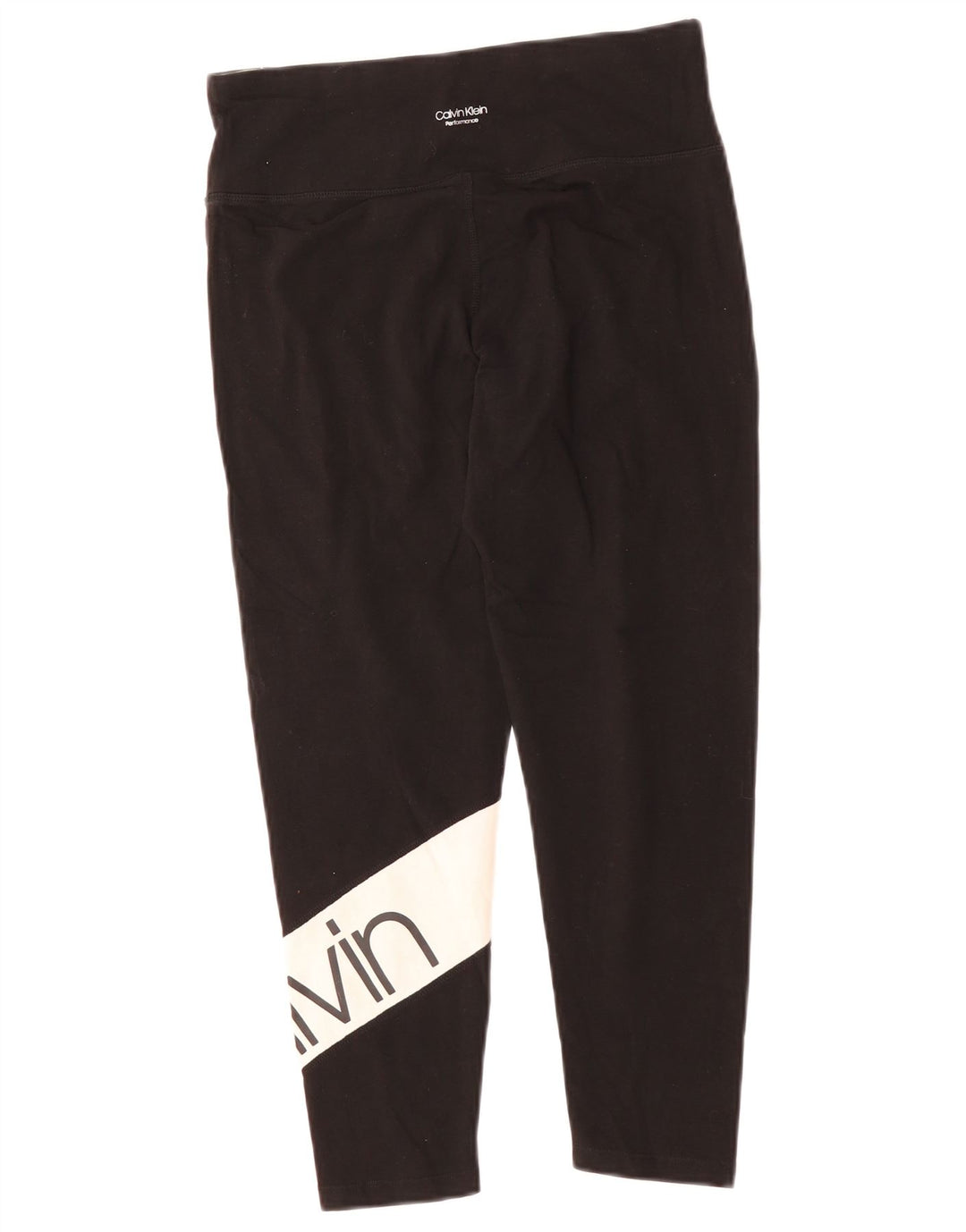CALVIN KLEIN Legging Capri graphique pour femme UK 14 Large Black Colourblock