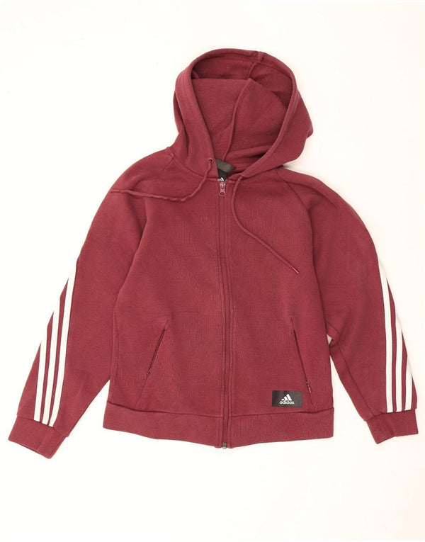 Adidas Pull à capuche zippé pour femme UK 4/6 XS en coton bordeaux