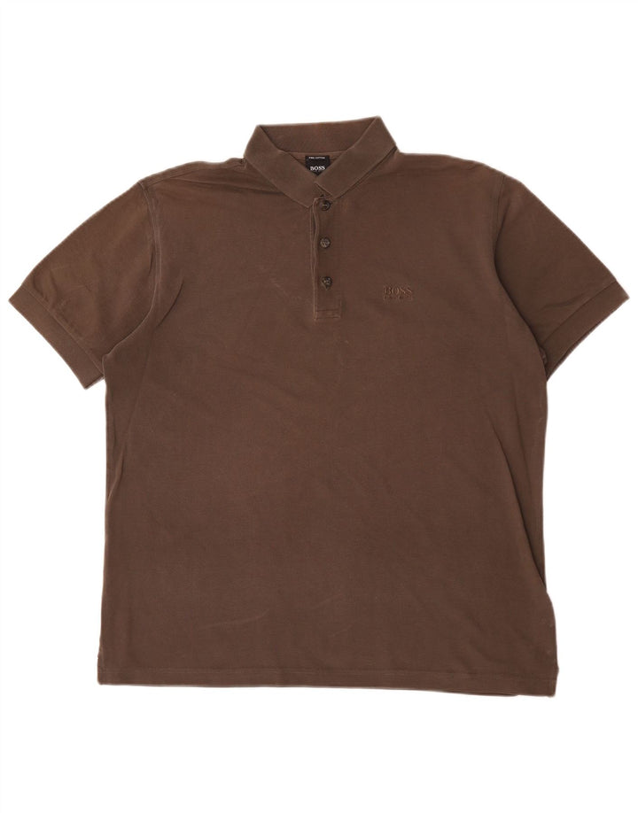 Hugo Boss Polo Homme Marron Moyen Coton