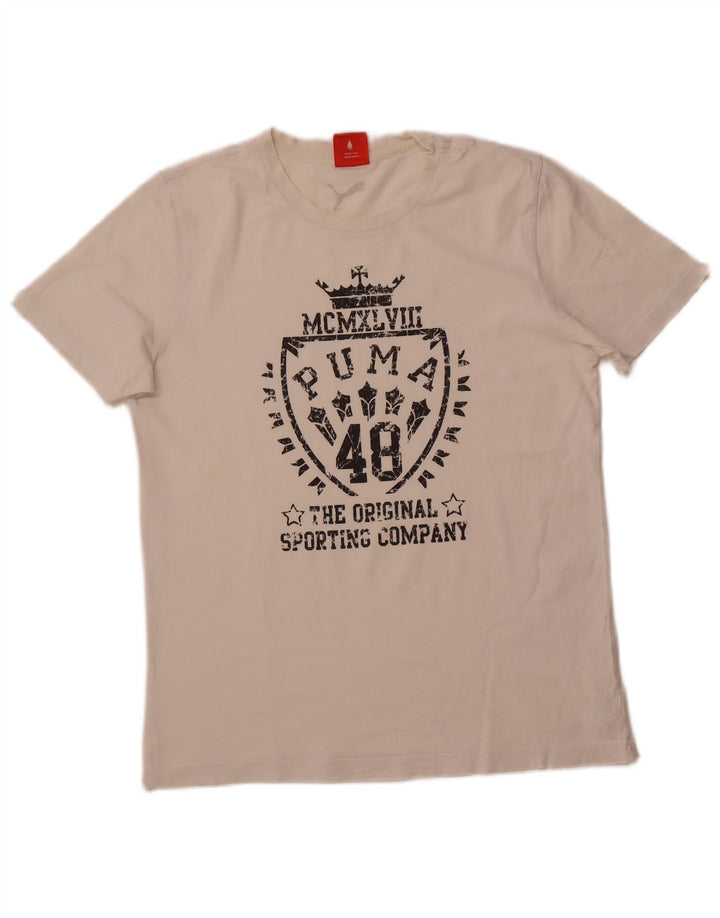 PUMA T-Shirt Graphique Homme Petit Blanc Coton
