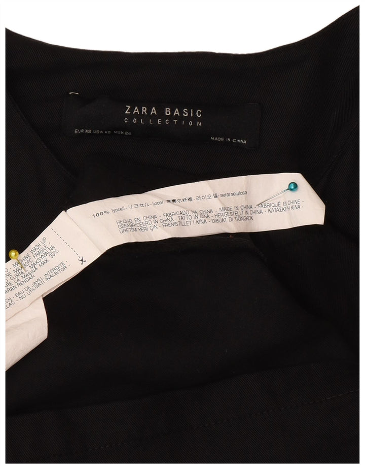Zara Veste blazer zippée pour femme UK 6 XS Noir Lyocell