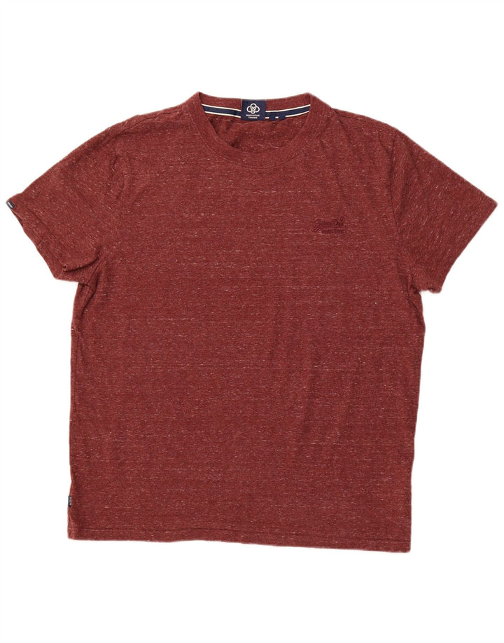 SUPERDRY T-Shirt Homme Top 2XL Coton Chiné Bordeaux