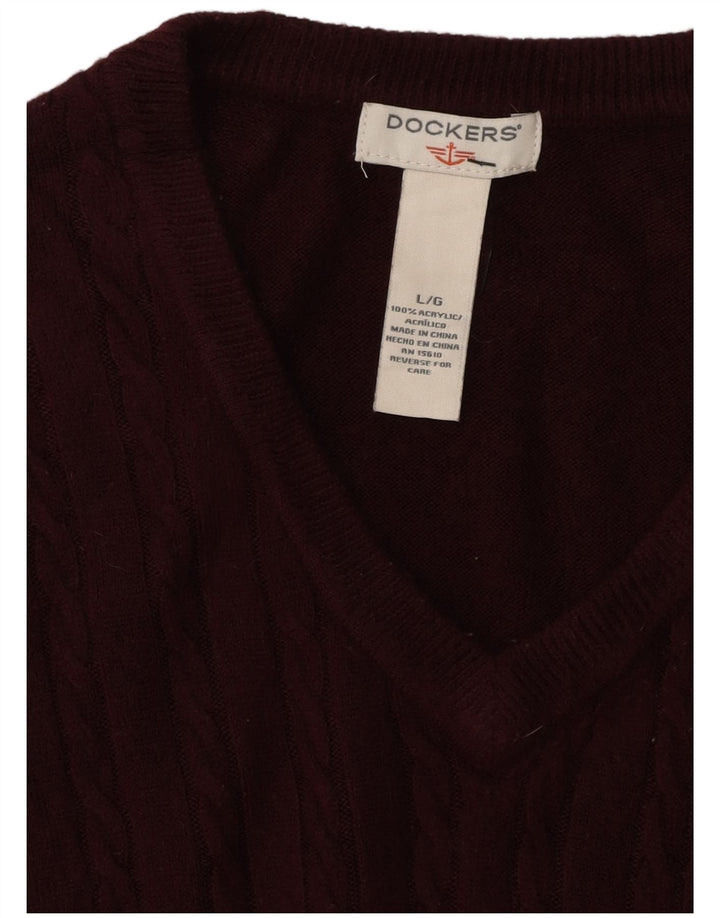 DOCKERS Mens Vest Tank Top Large Burgundy Acrylic