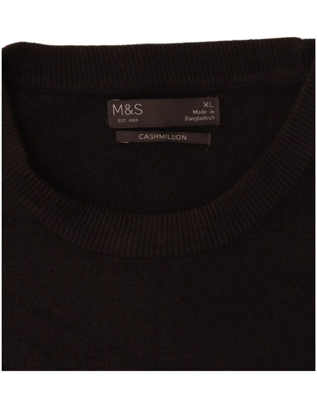 Marks & Spencer Pull ras du cou pour homme XL Noir Acrylique