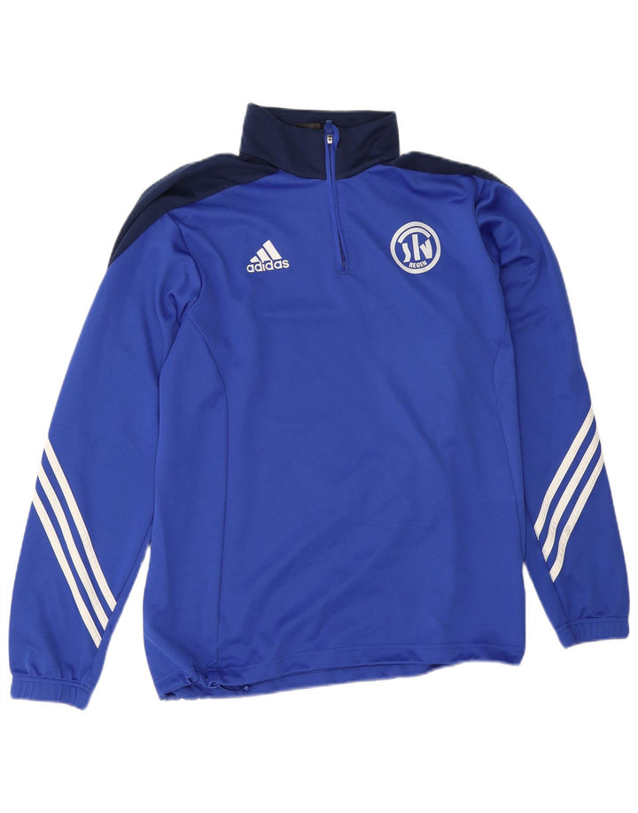 Adidas Haut de survêtement à col zippé graphique pour hommes, grand color block bleu