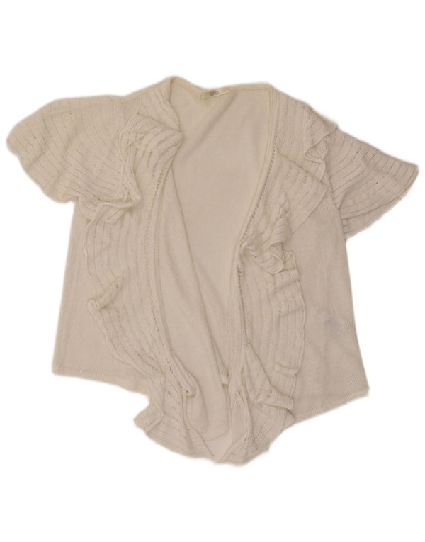 Marks & Spencer Haut cardigan ouvert à volants sur le devant pour femme UK 16 Large Blanc