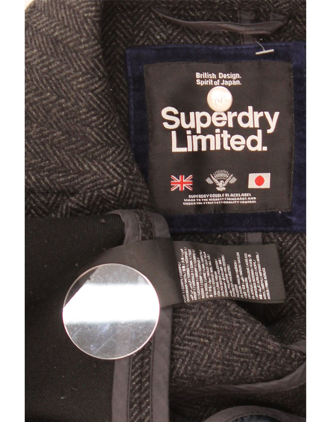 Superdry Pardessus XS Gris Laine à Chevrons Homme