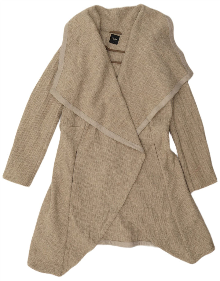 Oasis Manteau ouvert surdimensionné pour femme UK 10 Petite laine beige