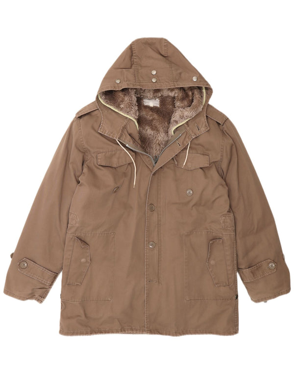 Vintage Parka militaire à capuche Sherpa pour homme UK 40 Large Marron