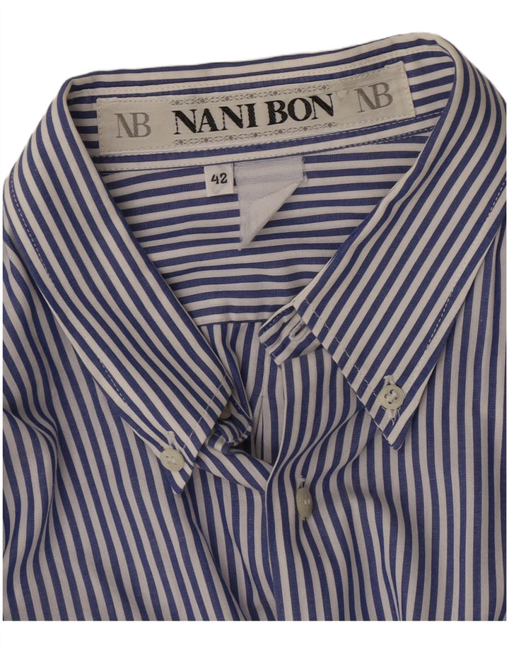 NANI BON Chemise Homme Taille 42 Grande Rayure Bleue