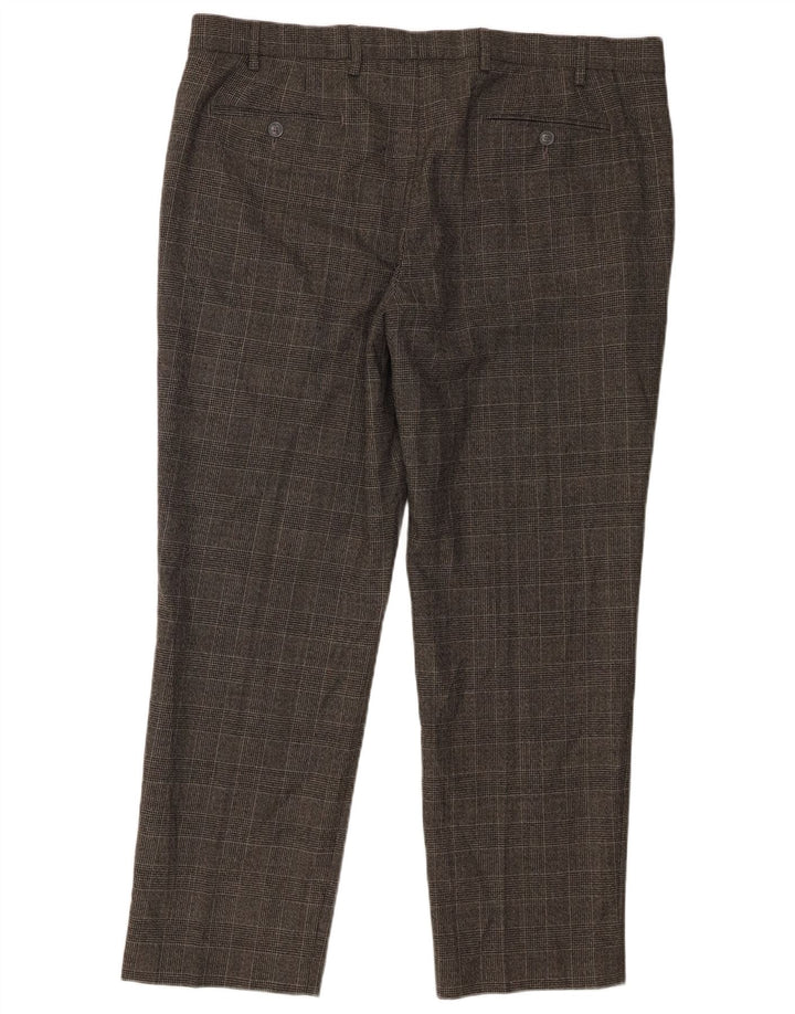 Marks & Spencer Pantalon de costume droit coupe droite pour homme W40 L29 Gris à carreaux