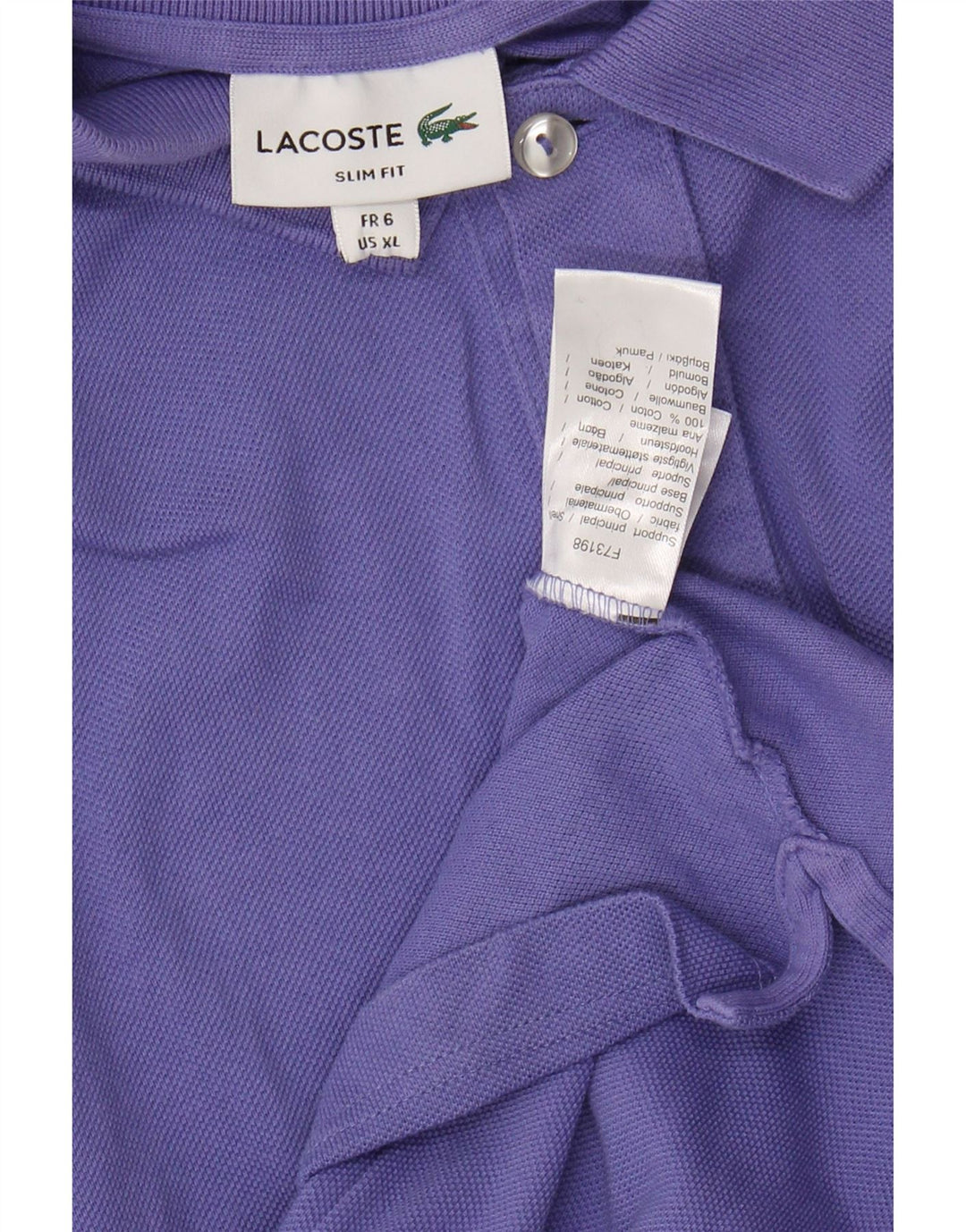 LACOSTE Polo Slim Fit Homme Taille 6 XL Violet Coton