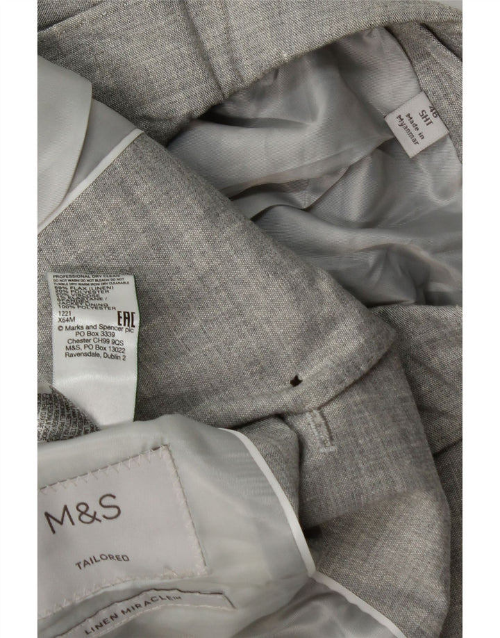 Marks & Spencer Veste Blazer 2 Boutons Homme IT 48 Lin Gris Moyen