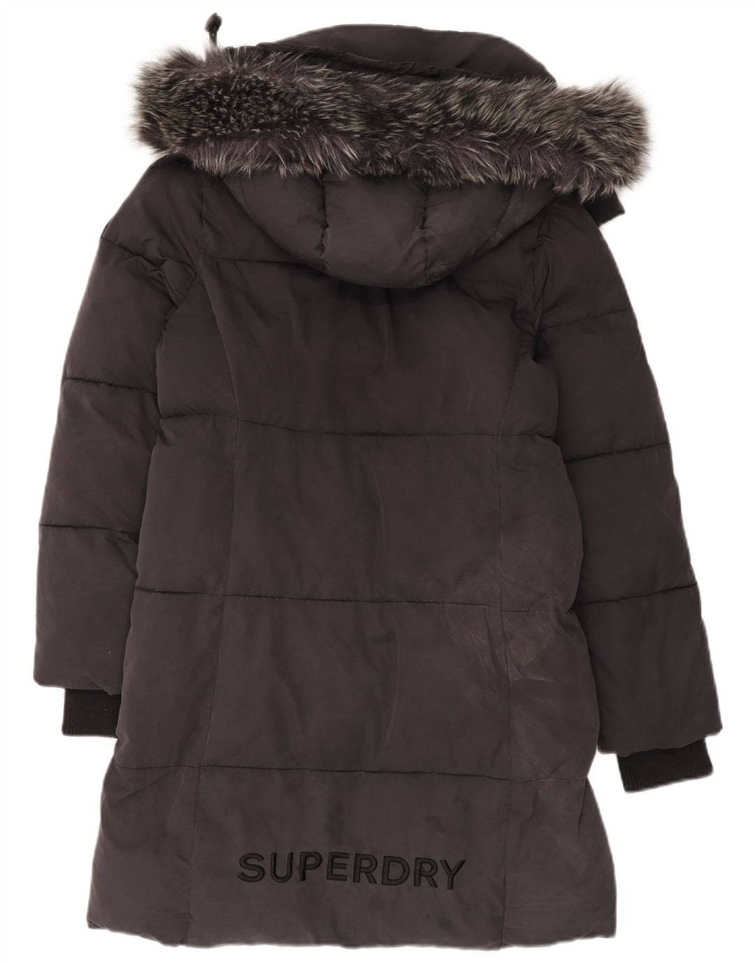 Superdry Manteau matelassé surdimensionné à capuche pour femme UK 10 Small Gris Polyester