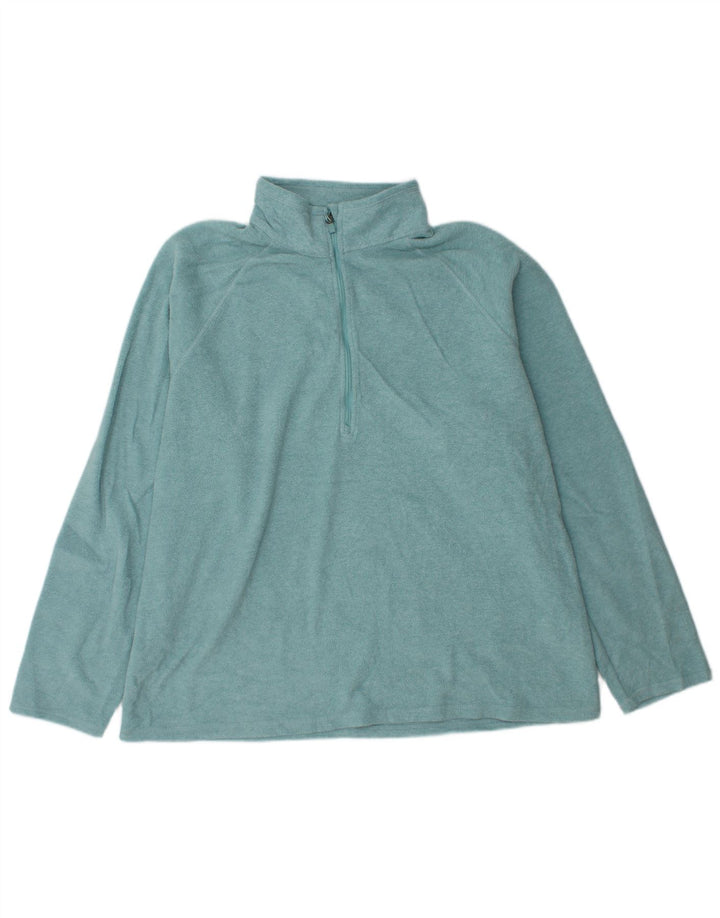 EDDIE BAUER Pull polaire à col zippé pour femme UK 20 2XL Turquoise Polyester