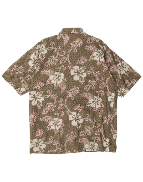 S.S.Shirties Chemise à manches courtes pour homme en coton floral kaki