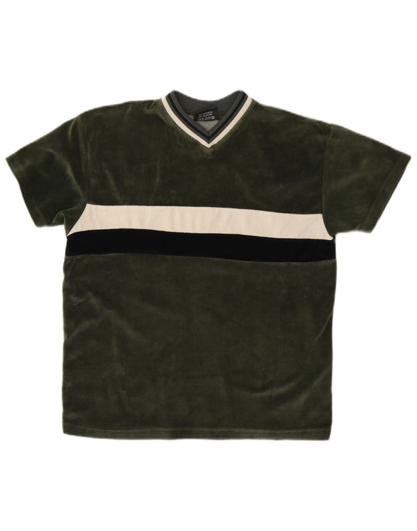 VINTAGE T-Shirt Garçon 12-13 Ans Coton Colorblock Vert Moyen