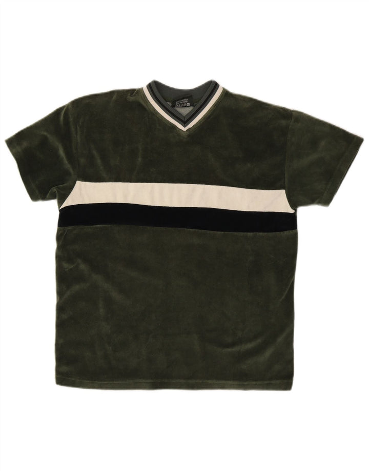 VINTAGE T-Shirt Garçon 12-13 Ans Coton Colorblock Vert Moyen