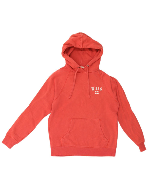 Jack Wills Pull à capuche graphique pour femme UK 8 Petit coton rouge
