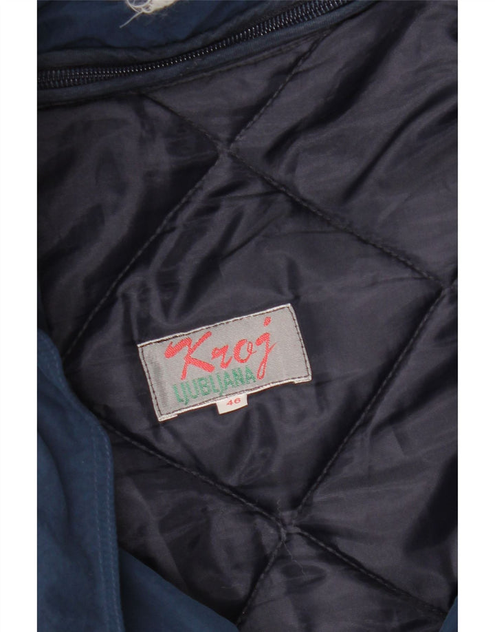 vintage Homme Capuche Loose Fit Veste Rembourrée EU 46 Petit Bleu Marine