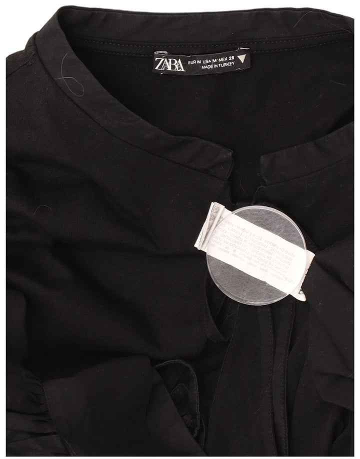 Zara Chemisier à manches 3/4 pour femme UK 14 en coton noir moyen