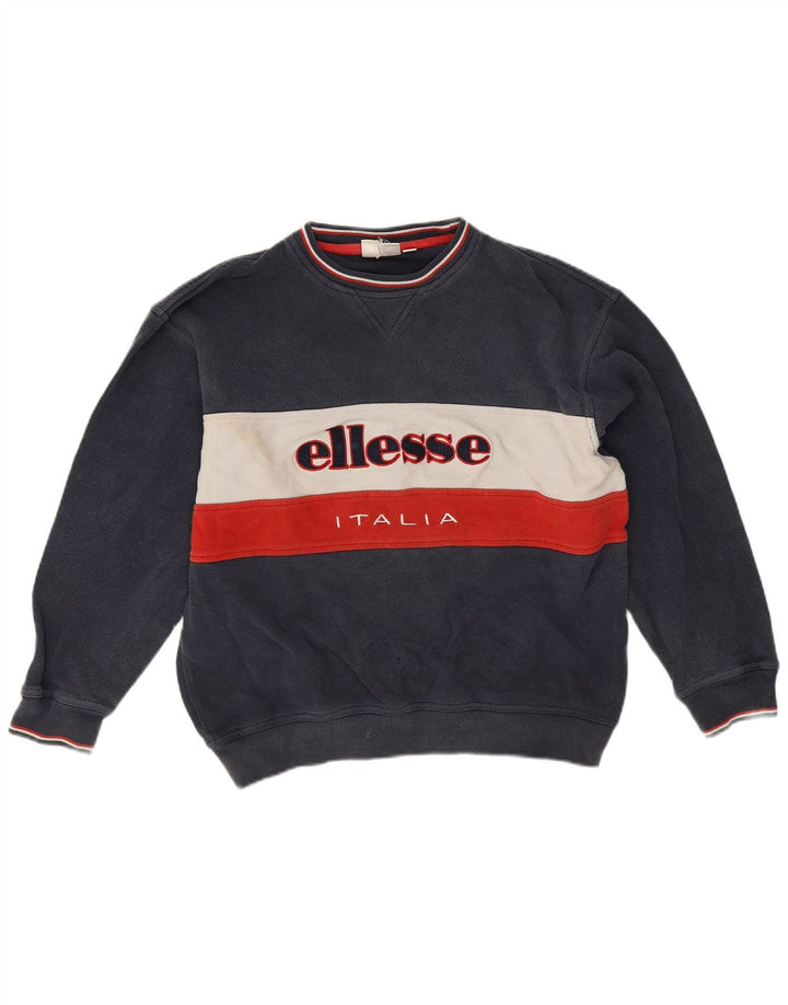 Ellesse Pull Italia Graphic Sweatshirt Homme Bleu Marine Moyen Colourblock