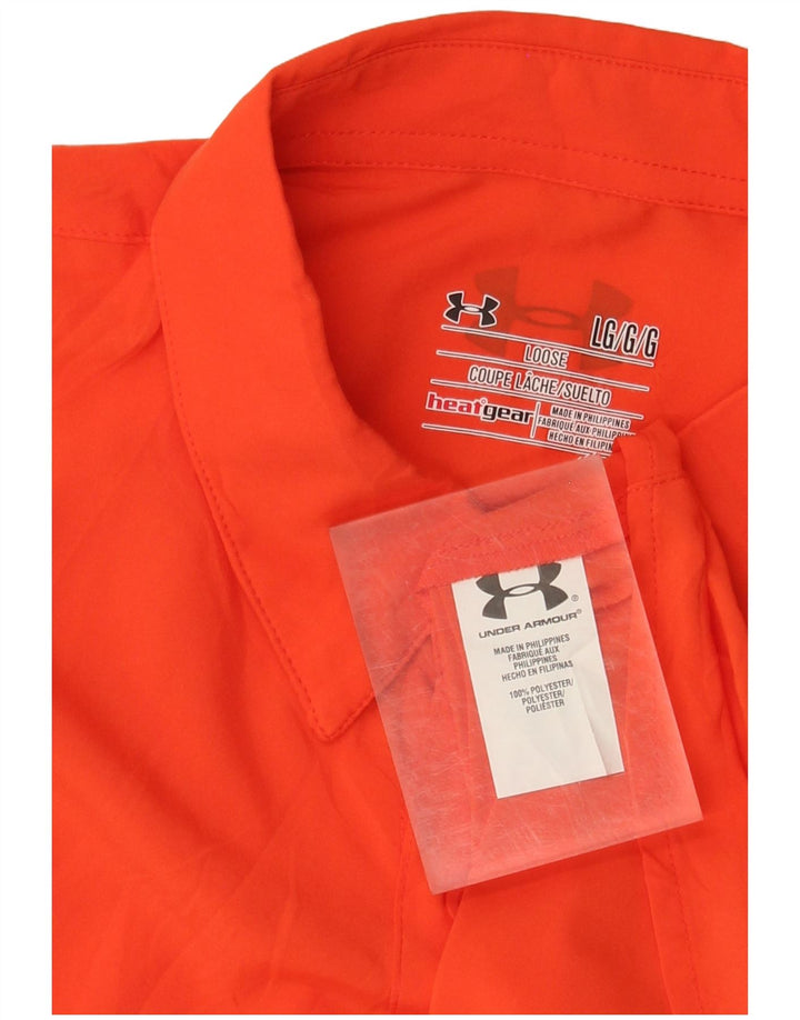 UNDER ARMOUR Chemise à manches courtes Heat Gear pour hommes Large Orange Polyester