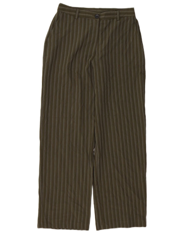 Topshop Pantalon décontracté taille haute pour femme UK 8 Small W28 L30 Vert rayé
