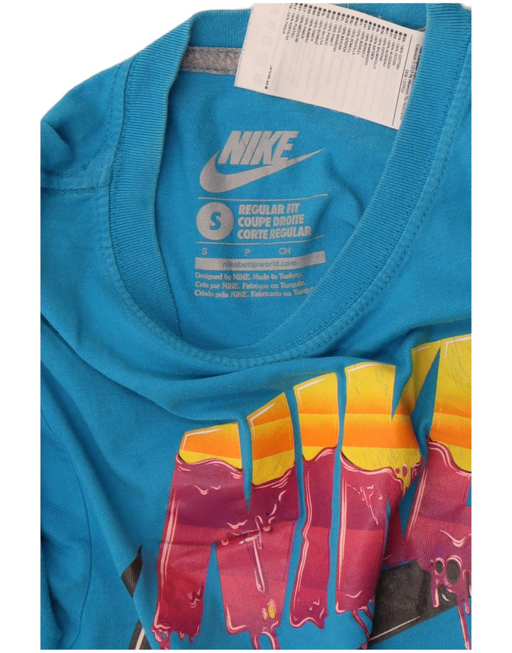 Nike Mens Regular Fit Graphic T-Shirt Top Petit Bleu Coton