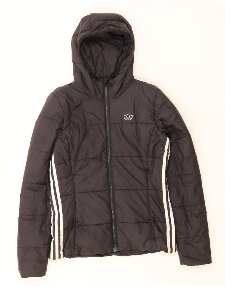 Adidas Veste rembourrée à capuche pour femme UK 10 Petit Noir Polyester