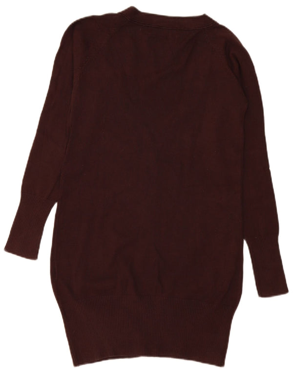 Zara Womens Longline Cardigan Sweater UK 10 Petit Coton Marron