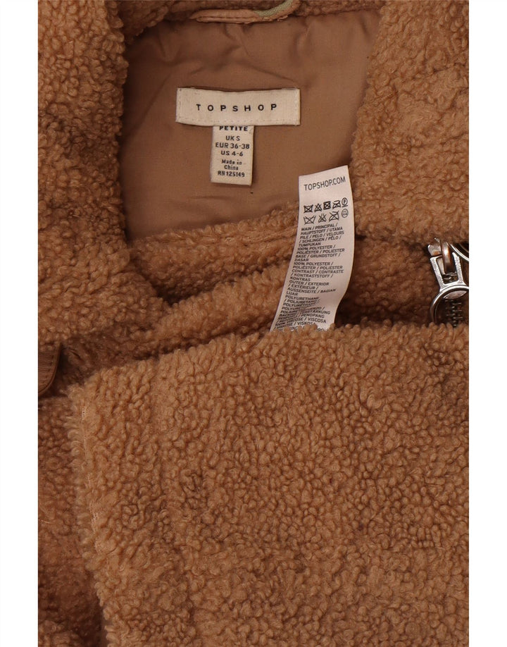 Topshop Veste de motard pour femme Petite Teddy Bear UK 10 Small Marron Polyester