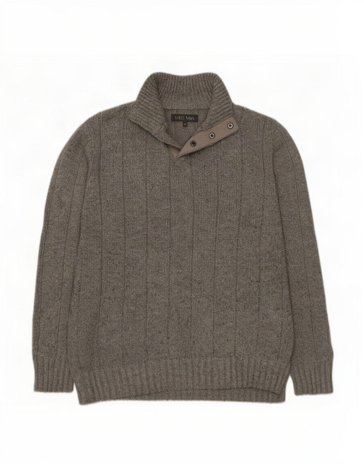 Marks & Spencer Pull Col Boutonné Homme Gris Moyen Viscose