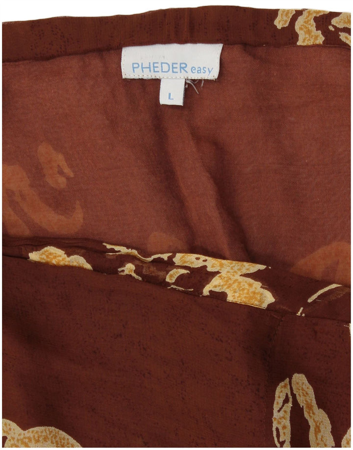 Pheder Jupe portefeuille pour femme Large W34 Marron Floral